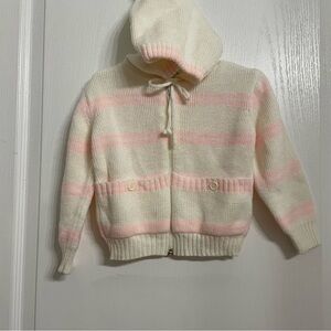 Vintage Carriage Boutiques Cream and Pink Striped Kids Hooded Jacket No Size